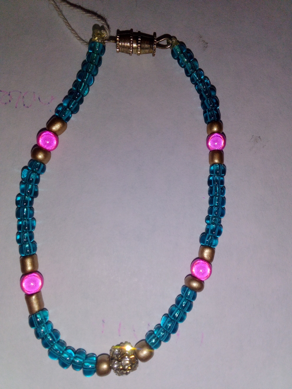 Turquoise and Pink Beaded Women's Bracelet